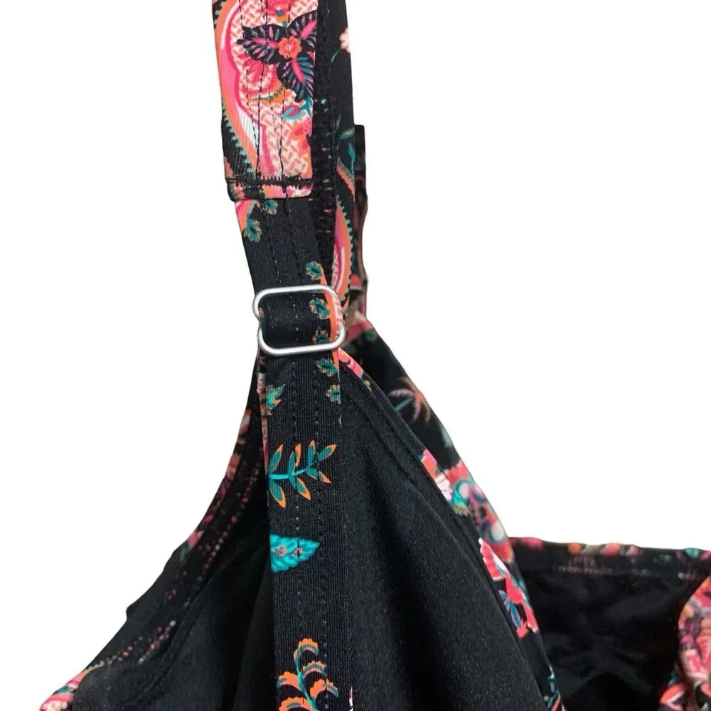 Lands End Womens V Neck Wrap Underwire Paisley Print Tankini Swim Top 6 Beach